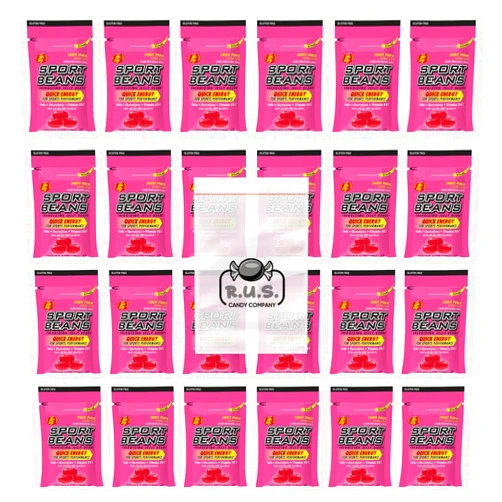 R.U.S. Candy Jelly Belly Sport Beans Bundle- Energizing Jelly Beans - 24 Pack- Bundle includes RUS Candy Company Travel Size Pocket Bag (Fruit Punch)
