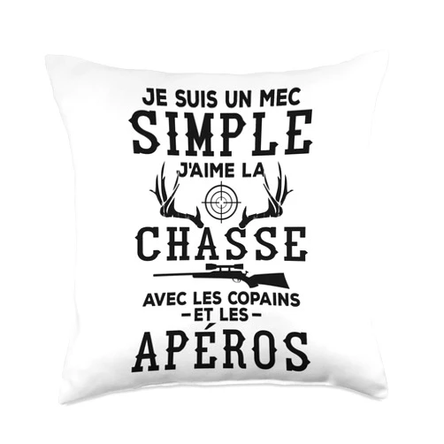 Humour de chasseur & Chasse aux sangliers Chasse apéro, Cadeau Pour Chasseur de sanglier et gibier Throw Pillow, 18x18, Multicolor