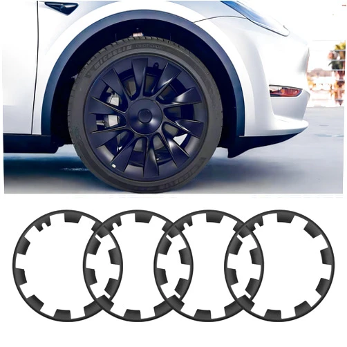 Chaoos for Tesla Model Y Wheel Rim Protector 20 Inch, PC+ABS Material, Model Y Exterior Accessories Wheel Hub Cover, Tesla Model Y Rim Protector 4 Piece Set (Black)