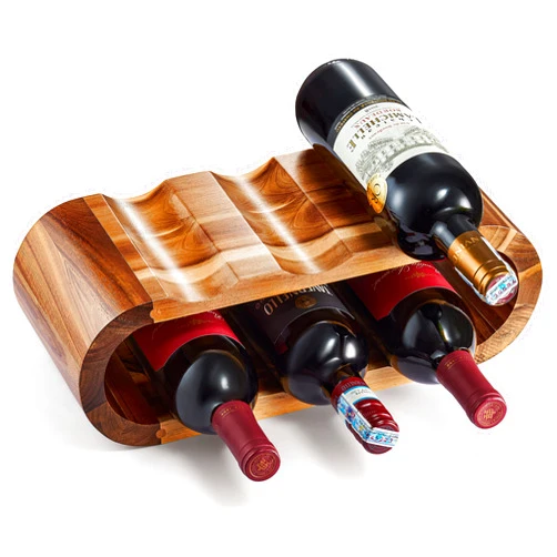 BLUEWEST Wooden Wine Racks Countertop, 6 Bottle Wine Rack Storage, Free Standing Wine Storage, Acacia Wine Bottle Holder Stand, Wine Organizer, Perfect for Home Décor and Wine Gifts, No Need Assembly