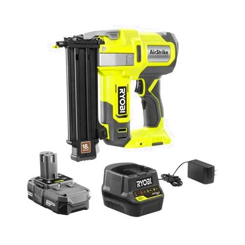 RYOBI ONE+ 18V 18-Gauge Cordless AirStrike Brad Nailer P321 with Battery and Charger (Renewed)