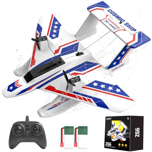 DEERC 3CH Amphibious RC Plane for Water, Land & Air, Remote Control Airplane Flying Boat Toys,2.4GHz 6-axis Gyro Stabilizer RTF Glider Aircraft Jet for Kids Adults Beginners Boys