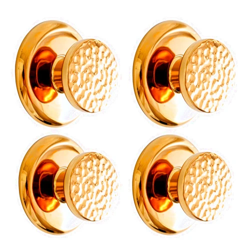 Wodlo Pack of 4 Towel Hooks - Adhesive, Ideal for Hanging Robes, Coats, and Hats, Round Ceramic Design in Gold