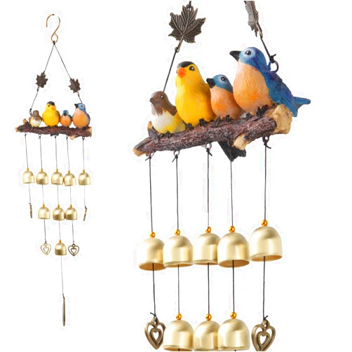 Gardenvy Birds Wind Chimes with Bells Decoration for Outdoor Garden and Home Decor - Blue