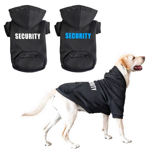 Otunrues Dog Hoodie Security Glow-in-The-Dark Dog Sweater Dog Sweatshirt Hooded Soft Brushed Fleece Dog Clothes with Dual Pocket Zip Puppy Dog Hoodie for Small Medium Large Dogs Cats, Black XXL