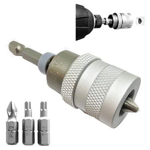 Mars-Tool ELECTRIC DRILL to SCREWGUN CONVERTER Adjustable Clutch Drywall Tool Screw Depth Setter w/Manganese S2 Phillips 2 Screwdriver Bit | Countersink Plywood Deck PH2 Screws | 1/4 Shank Fits Corded Cordless
