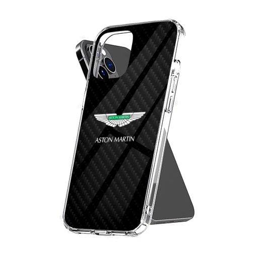 GUMAZU Phone Case Aston Birthday Martin Protective Logo Cover On Shockproof Carbon Slim Background Compatible with iPhone 16 15 Pro Max 14 13 12 11 Mini X Xs Xr 8 7 6 6s Plus Transparent