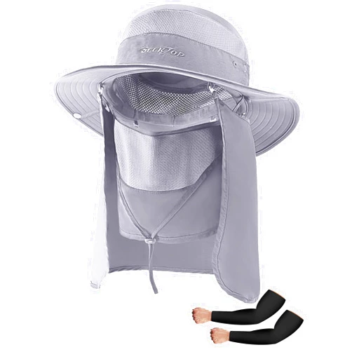 Seektop Fishing Hat for Men & Women, Outdoor UV Sun Protection Wide Brim Hat with Face Cover & Neck Flap for Hiking Beach Hats