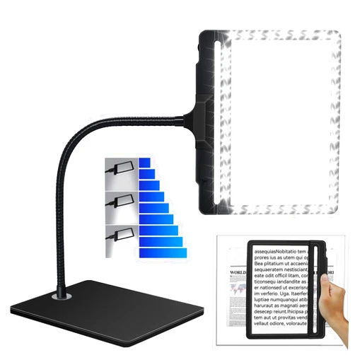 NZQXJXZ 5X Large Magnifying Glass with Light and Stand, 42 LED Flexible Gooseneck Magnifying Desk Lamp,2 in 1 Adjustable Brightness Detachable Page Magnifier for Reading,DIY,Sewing,Crafts,Painting