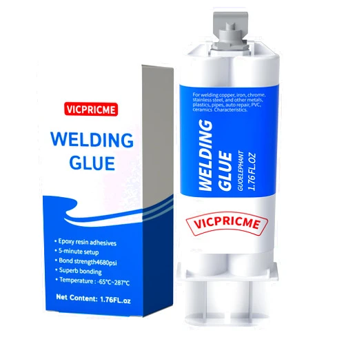 Vicpricme Metal Glue, 1.76 OZ Metal Epoxy Glue, 2 Part Heavy Duty Cold Welding Glue for Metal to Metal, Plastic, Ceramic, Best Glue Auto Repair Putty, Marine Body Filler (1 pcs)