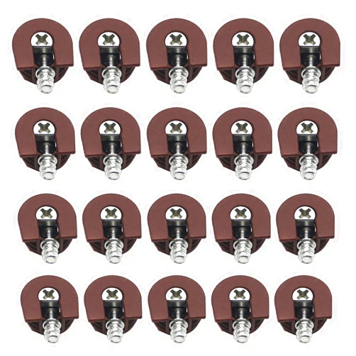 Lasenersm 20 Pieces Thread Cam Lock Shelf Support Pin Cam Lock Cabinet Shelf Support Holder Bracket Studs Pins for Furniture Kitchen Cabinet, Dark-Brown