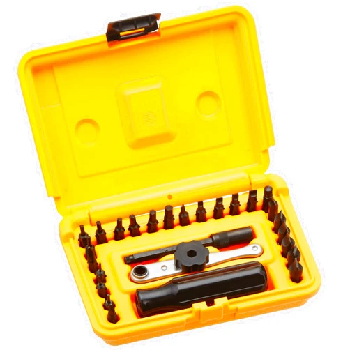 Chapman MFG 8900 Gun Owner Standard Screwdriver Set - Slotted, Phillips & SAE Hex Bits - Set Offers 24 USA Made Insert Bits, Mini Ratchet, Spinner, Screwdriver Handle + Extension (Yellow Case)