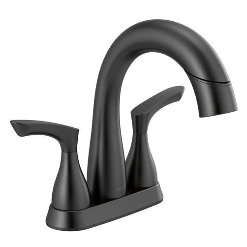 Delta Faucet Pull Down Bathroom Faucet Black, Bathroom Pull Out Faucet, Bathroom Sink Faucet with Pull Down Sprayer, Centerset Bathroom Faucet with Magnetic Docking, Matte Black 25765LF-BLPD