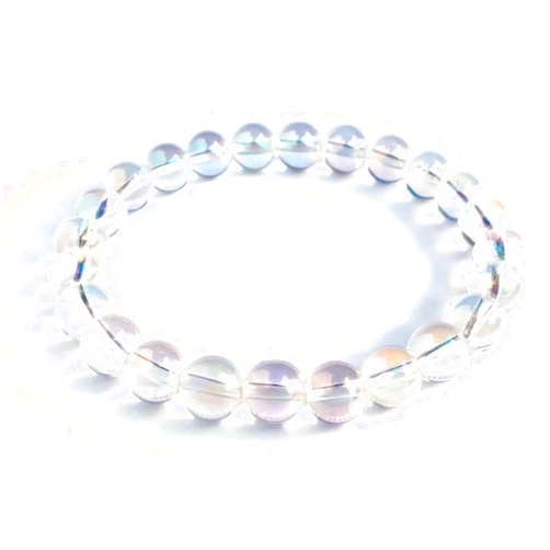 Dazzling Crystal Exports Dazziling Angel Aura Quartz Bracelet | Handmade Gemstone Aura Quartz Bracelet | Spiritual And Emotional Healing Crystal Bracelets Magical shining 8mm Beads Bracelets by DCE…