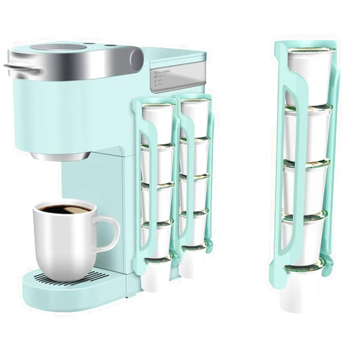 YEMOTTS K Cup Holder for Keurig: Coffee Pod Holder for K-cups - Side Mount K Cup Storage for Small Space - 2 Rows for 10 Kcups Misty Green