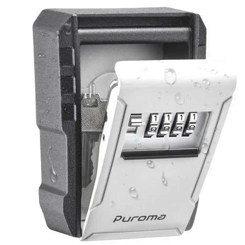 Puroma Key Lock Box with Key Hook, Resettable 4-Digit Combination Lockbox, Waterproof Key Storage Security Lockbox, Large Capacity Wall Mounted Lockbox for House Keys, Realtors, Garage Spare Keys