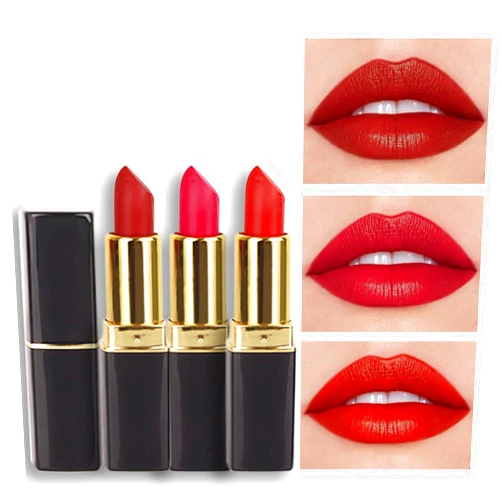 evpct 3Pcs Dark Light Bright Red Silky Velvet Matte Lipstick Pack Sets for Women,Ruby Red Long Lasting Smudge Proof Lip Stain Makeup Sets Kit 24 hours original