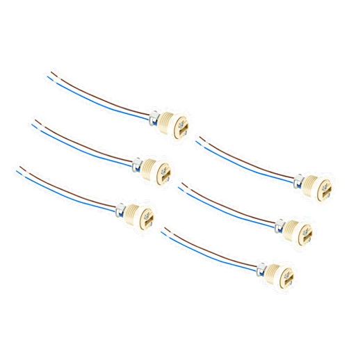 PATIKIL G9 Light Base Socket, 6 Pack Ceramic Lamp Bulb Holder Connector Lighting Replacement with 140mm Cable Wire for Halogen Incandescent LED Light Bulb