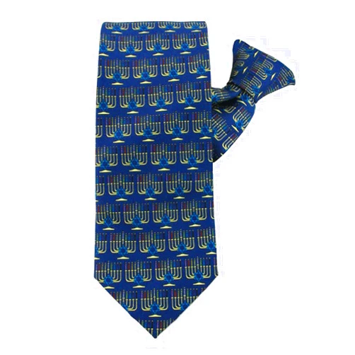 Jacob Alexander Boys' Menorah Candle Lights Happy Hanukkah Star of David Clip-On Neck Tie