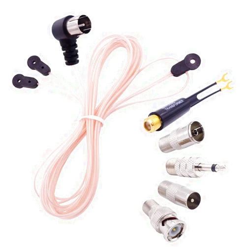 Fancasee Universal FM Antenna Dipole 75 Ohm F Male Push On Plug Coax Coaxial Cable Antenna with PAL 3.5mm BNC Jack Connector & 75 to 300 Ohm Adapter FM Radio Antenna for Home AV Stereo Receiver Indoor
