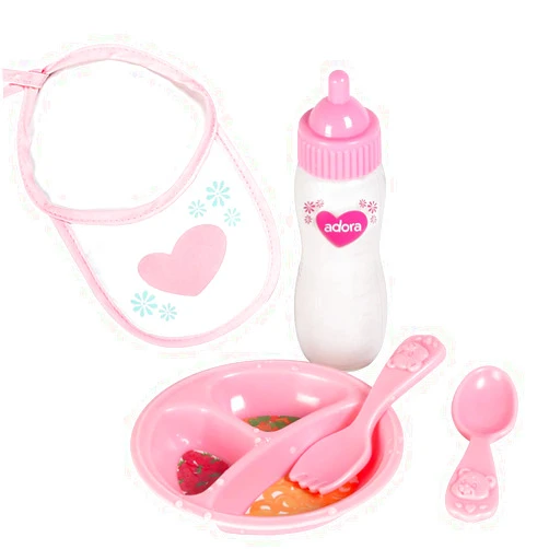 Adora Baby Doll Accessory and Magic Feeding Set, Includes Magic Plate, Disappearing Milk Bottle, Bib, Fork, and Spoon, Birthday Gift For Ages 2+
