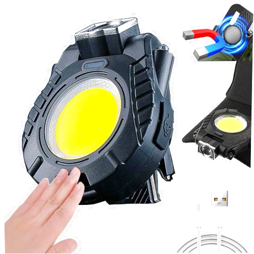 EzoLife Hat Clip Light, Rechargeable Waterproof Hat Lights Clip On for Fishing Camping Hand Work, Magnetic Hat Clip Light with Bottle Opener Function Lights, Keychain Multifunctional Outdoor Light (Black)