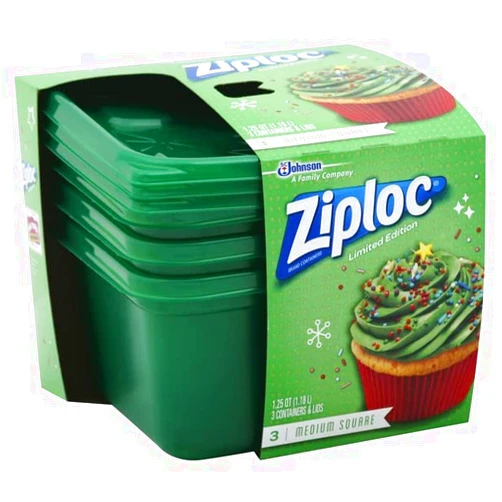 SC Johnson Ziploc Food Storage Meal Prep Containers Reusable for Kitchen Organization, Smart Snap Technology, Dishwasher Safe, Deep Square, 3 Count, Holiday Designs, Packaging May Vary