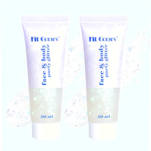 KIMIEYE Face Glitter Gel, 2 Jars Holographic Chunky Glitter Makeup for Body, Hair, Face, Nail, Eyeshadow, Long Lasting and Waterproof Mermaid Sequins Liquid Glitter Total 6 Colors Available (#6, White, 2PCS)