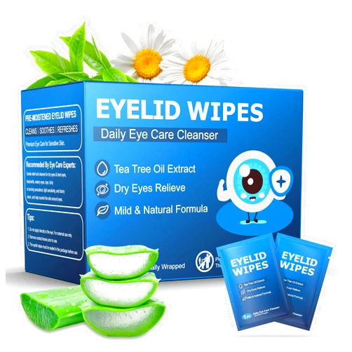 ProCIV 30PCS Eyelid & Lash Wipes for Itchy & Dry Eyes, Tea Tree Oil Eyelid Wipes for Styes & Blepharitis, Daily Eye Cleansing Wipes, Hypoallergenic & Soothing For Sensitive Eyes, Stay Hydrated Lid Wipes