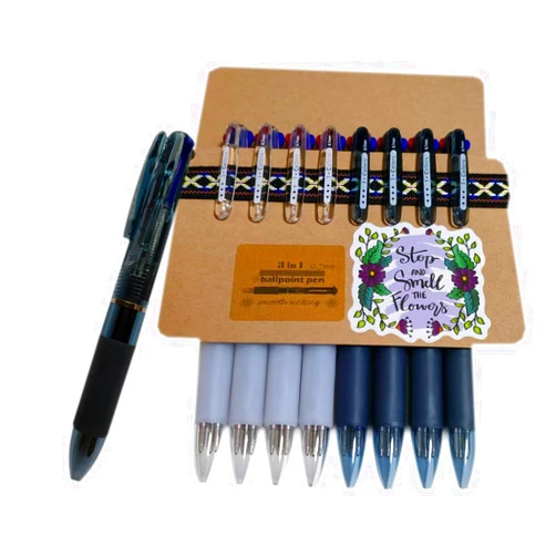 Generic Multicolor Pen In One 0.7 mm Medium point Rubber Grip Ballpoint Pen Retractable Pen With 3 Color Ink Blue Red Black Ink Pens For Nurse Teacher Students Kids Women Office Note Mark Recording 8 Pack