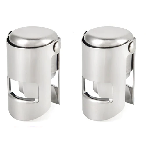 I-MART Pack of 2 Stainless Steel Champagne Stoppers, Prosecco, Sparkling Wine Bottle Stopper, Airtight Seal, Reusable, Dishwasher Safe