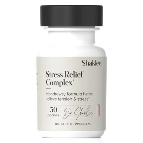 Shaklee - Stress Relief Complex - Calming Blend of L-theanine, Ashwagandha, Beta-sitosterol, and L-tyrosine - Promotes Relaxation without Drowsiness - 1 Caplet Daily - Adults Supplement - 30 Caplets