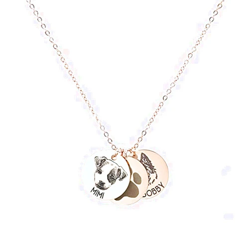 SHUNHAO Personalized Pet Portrait Necklace Custom Pet Photo Jewelry Dog Portrait Necklace Cat Portrait Necklace Pet Memorial Necklace