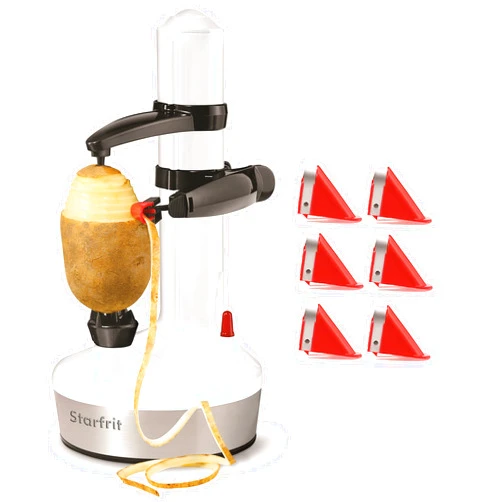 Starfrit Rotato Express 2.0 + 6 Replacement Blades | Updated Model - Electric Peeler (White)