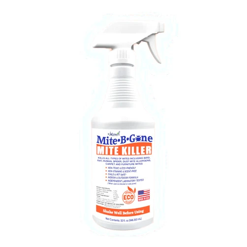 Naturasil Mite Killer Spray by Mite-B-Gone Treatment — Kills Human Mites, Dust, Spider, Rat, Carpet & Bird Mites in Homes, Furniture, Bedding, Auto & On Animals | Non-Toxic | Kid & Pet Safe | 32oz Spray