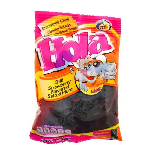 HOLA Salado Enmielado con Chile - Saladulces HOLA Lobito - Strawberry Flavored Salted Plums - 3.5 oz - 3 units