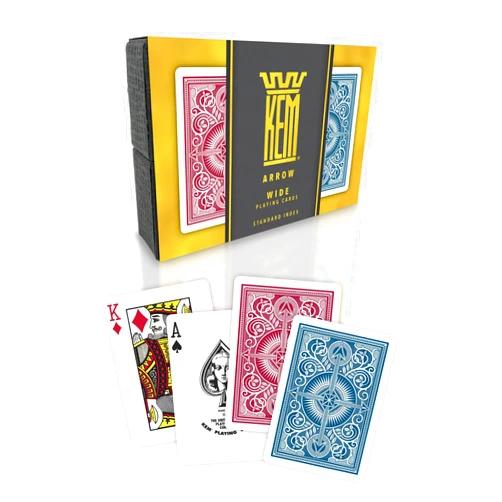 KEM Arrow Red and Blue Plastic Playing Cards, Standard Index, Poker Size, Premium Playing Cards, Casino Grade Poker Playing Cards, 2 Decks of Cards