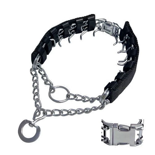 HAESINPA Prong Training Collar for Dogs, Adjustable Dog Pinch Collar with Quick Release Buckle, No Pull Collar for Small Medium Large Dogs, Extra Link and Caps (S (14-17