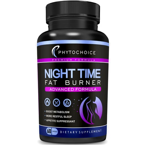 PHYTOCHOICE Night Time Weight Loss Pills -Carb Blocker Appetite Suppressant with Melatonin-Fat Burner Diet Pills that Work Fast for Women-Nighttime Metabolism Booster-Overnight Fat Burning Pills-1 Pack