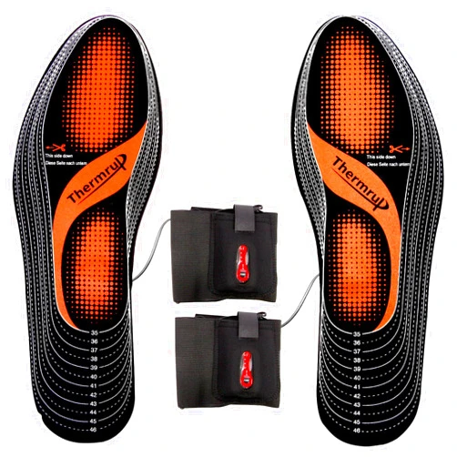 Thermrup Electric Heated Insoles Foot Warmers Rechargeable Li-Ion Battery(4 Temperature Settings) Size 4.5-14, High Temperature