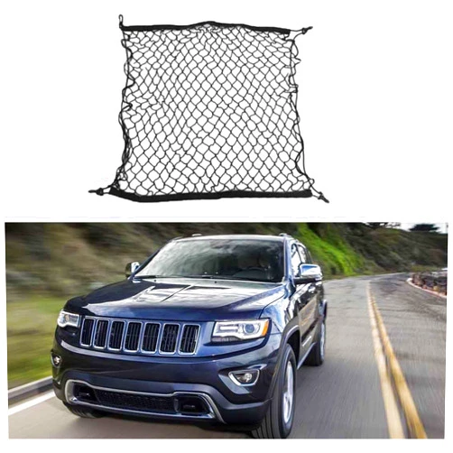 HYJSQ Car Trunk Cargo Organizer Net for Jeep Grand Cherokee 2007-2023, Rear Storage Luggage Net Adjustable Elastic Organizer Net