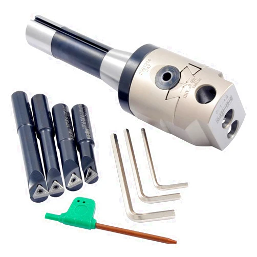 HHIP 1001-0201 Indexable Tool Set, 2 Boring Head, R8 Shank, 4 Boring Bars