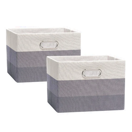 Lambs & Ivy Gray Ombre Foldable/Collapsible Storage Bin/Basket- 2 Pack