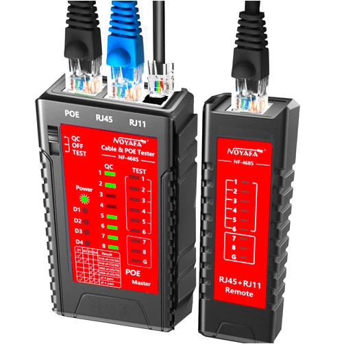 NOYAFA NF-468S Network Cable Tester, RJ12 RJ11 RJ45 Ethernet Cable Tester for CAT5 CAT5E CAT6 CAT6A, POE Tester Continuity UTP/STP Cable Toner LAN Telephone line CAT3 Cable Network Tools