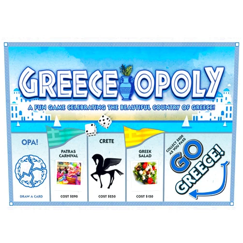 Late For The Sky: Greece-Opoly - Country Themed Family Board Game, Opoly-Style Game Night, Traditional Play Or One Hour Version, Ages 8+, 2-6 Players