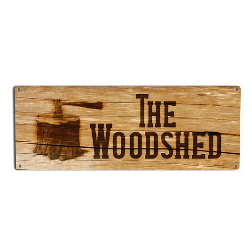 Alamazookie The Woodshed, 5.75 x 15.5 Inch Aluminum Sign, Rustic Decor for Barn, Shed, Out Building, Lean-to, Campfire Pit, Gifts for Lumberjack, Logger, Sawyer, Dad, Grandpa 0616-RK3409