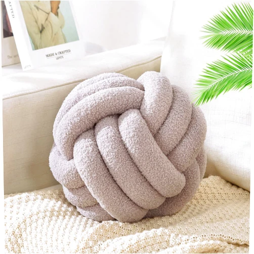 KUCCO-PILLOW KUCCO Knot Pillow Ball Round Grey Throw Pillow, 9.8inch Soft Home Decorative Pillow, Boucle Circle Knotted Pillow Handmade Throw Pillow, Accent Pillows for Couch Sofa Bedroom