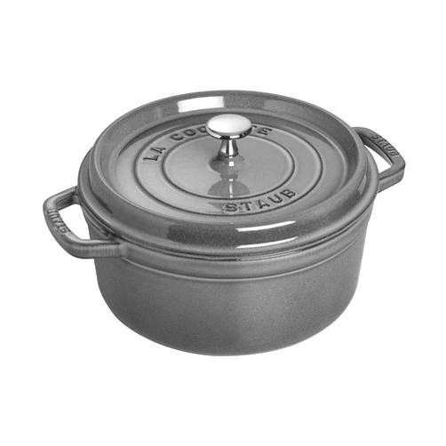 Staub Cast Iron Round Dutch Oven, Made in France, Graphite Grey, 4-qt, Serves 4-6 people