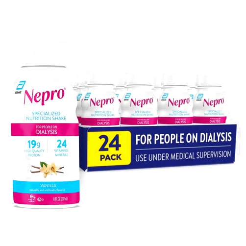 Nepro Nutrition Shake for People on Dialysis, 19g Protein, 420 Calories, Vanilla, 8 fl oz, Pack of 24