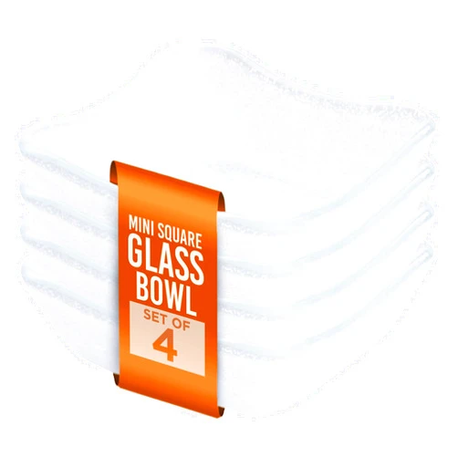 IMPULSE! Splendido 4 Oz. Square Glass Bowl (White) Set of 4- Perfect for Side Dishes, Serving, Desserts, Appetizers, Elegant Functional Bowls - Serving Snacks, Dips, Olives, Nuts, or Candies